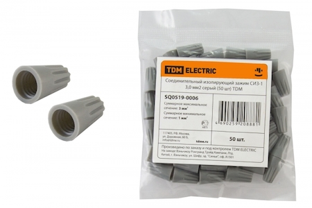 TDM ELECTRIC SQ0519-0001 Соединительный изолирующий зажим СИЗ-1 3,0 мм2 серый (100 шт) TDM